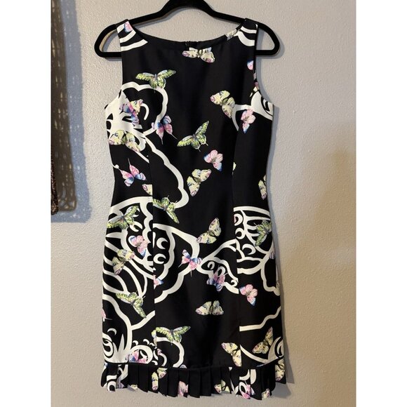 Jade Melody Tam Silk Beaded Butterly Sheath Dress 6 Colorful Pleat Hem - Picture 11 of 12